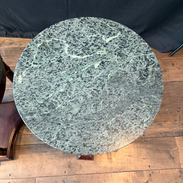 French Style Pair of Neoclassical Marble Top Round Side Tables
