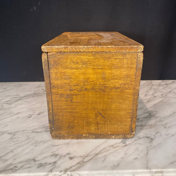 Antique French Box Faux Painted Vermicelle Gros Large Decorative Box Large