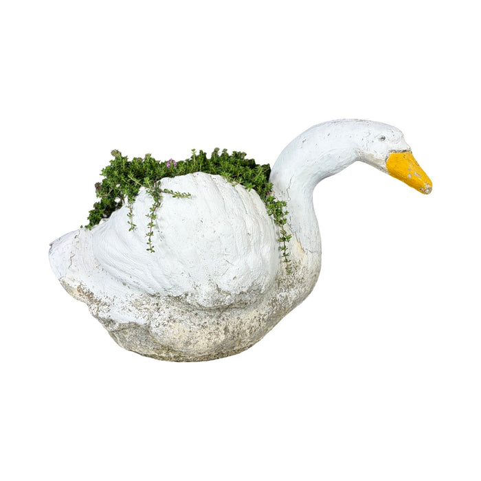 Painted Stone Swan Planter
