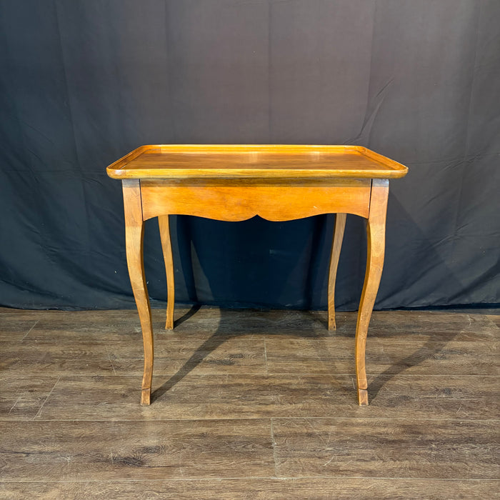 Antique French Louis XV Walnut Galleried Tray Top Side Table
