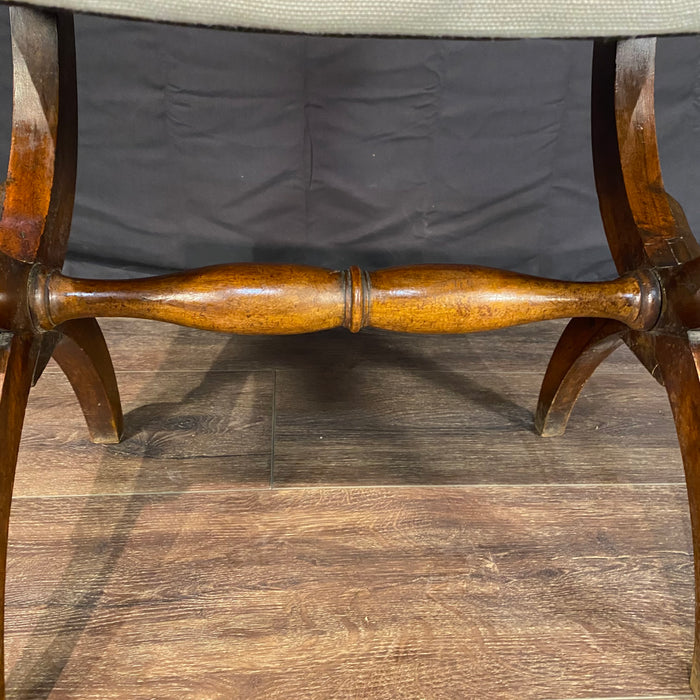 Antique French Biedermeier Scissors Stool, Bench or Small Ottoman with New Upholstery