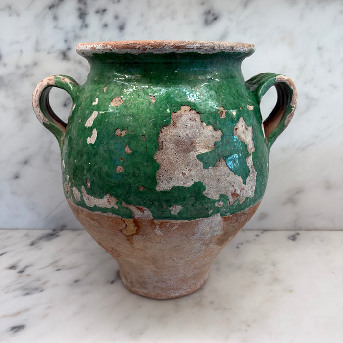 French Confit Pot with Green Glaze from the 19th Century #9068