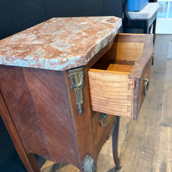 French Pair Marble Top Nightstands or Bedside Tables, or Side Tables Louis XV