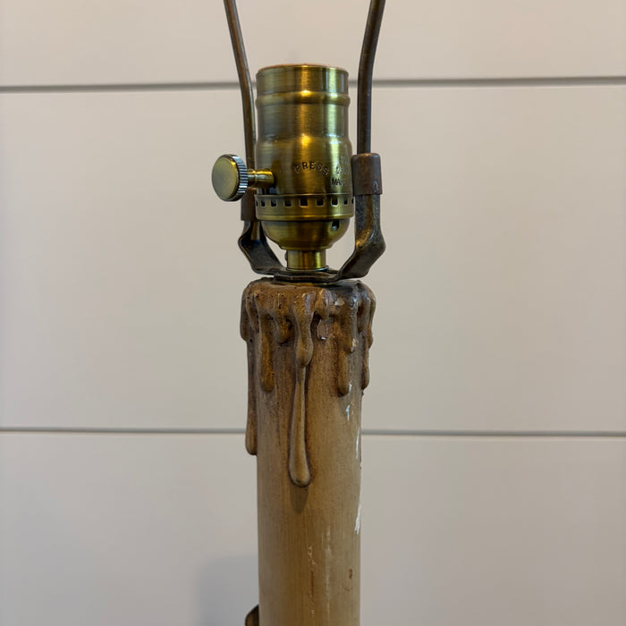 Antique French Baroque Revival Gilt Metal Floor Lamp with Wrought Iron Scroll Base and Decorative Foliate Detail