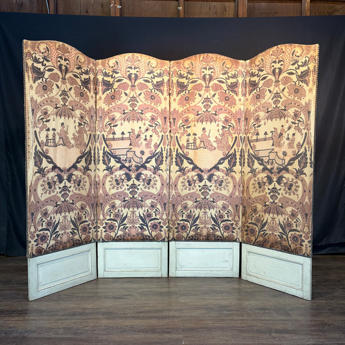 Antique French Rococo Revival Folding Screen or Room Divider with Chinoiserie Motifs