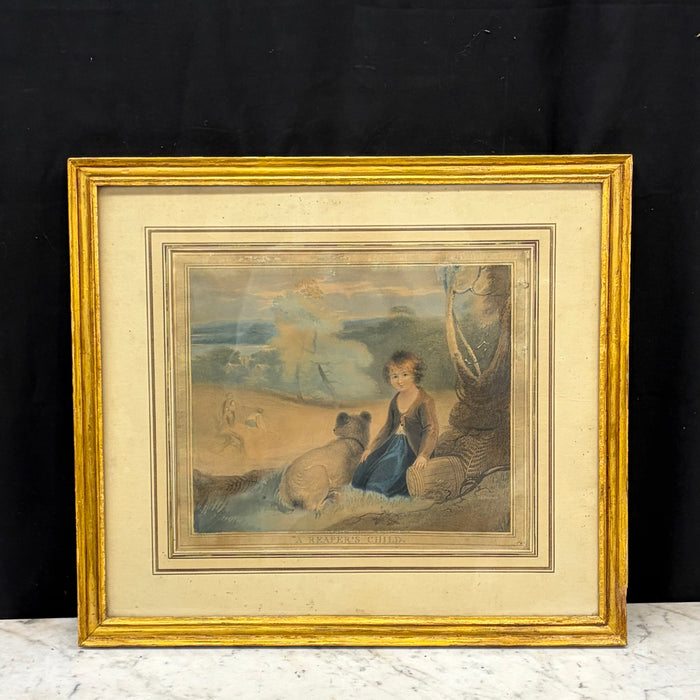 Pair of English 18th Century Color Stipple Engravings after Richard Westall, A Reaper's Child & A Gleaner's Child