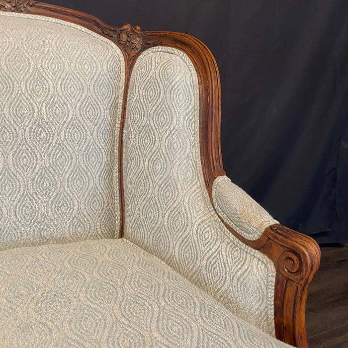 Classic French Louis XV Intricately Carved Walnut Bergere, Armchair or Wingback Chair