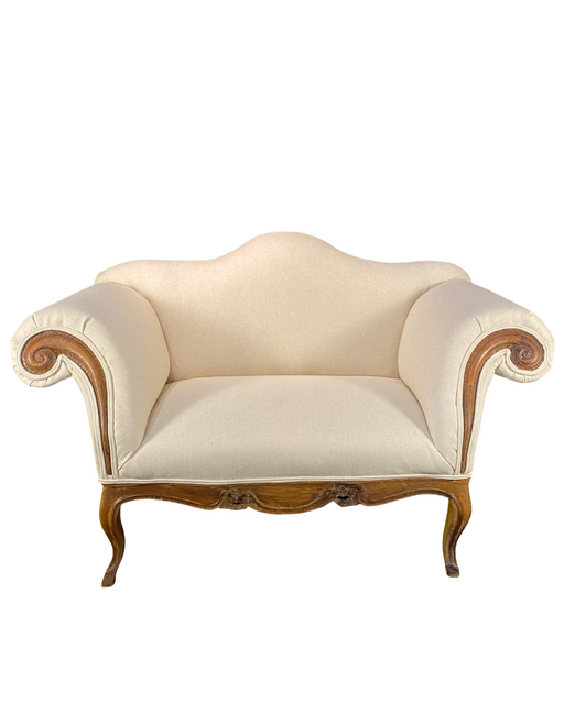 French Sofa or Loveseat Louis XV Triple Arched with New Upholstery