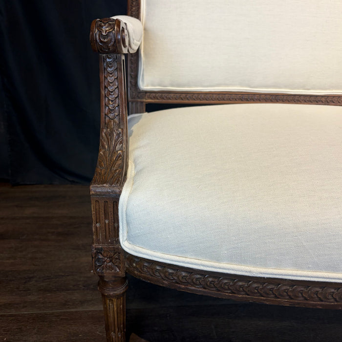 19th Century French Louis XVI Walnut Sofa or Canapé with Museum Quality Carving