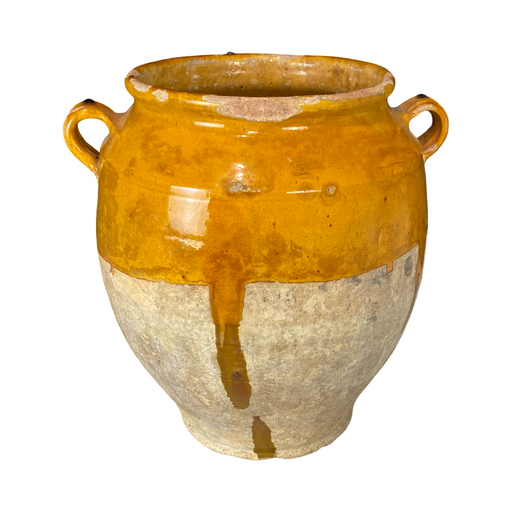 French Confit Pot with Yellow Glaze from the 19th Century #8366