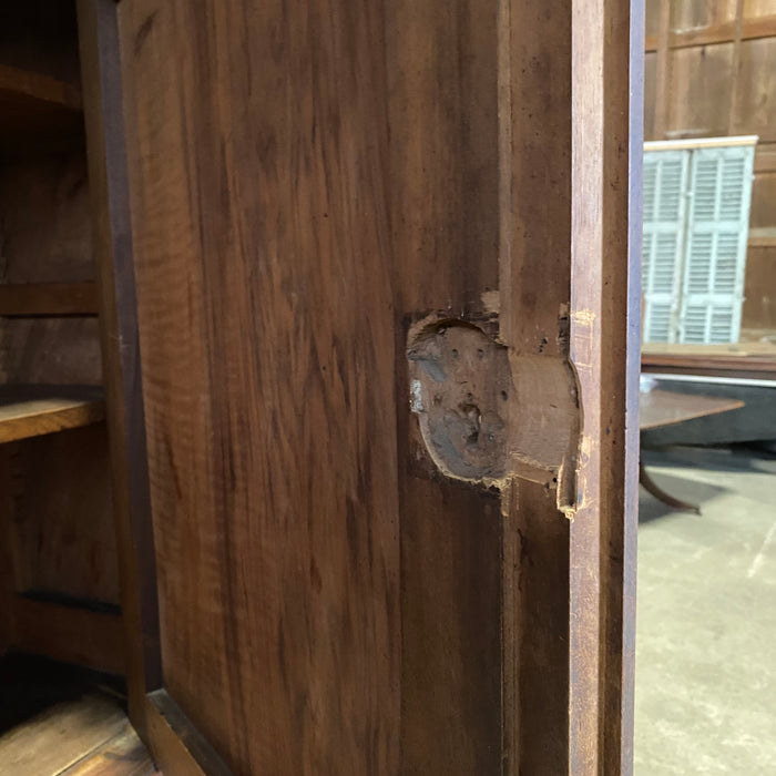 French Early 19th Century Solid Walnut Buffet a' Deux Corps Sideboard