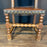 French Antique Set of Leather and Nailhead Dining Chairs with Bobbin Legs