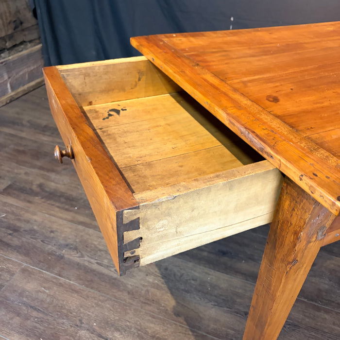 French Provincial Farmhouse Dining Table with Two Drawers 19th Century