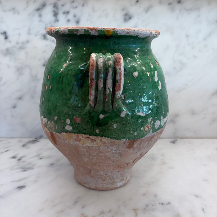 French Confit Pot with Green Glaze from the 19th Century #9068