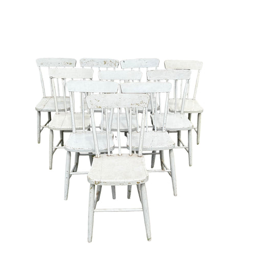 Set of Ten 19th Century Plank Seat Grange Chairs from Maine