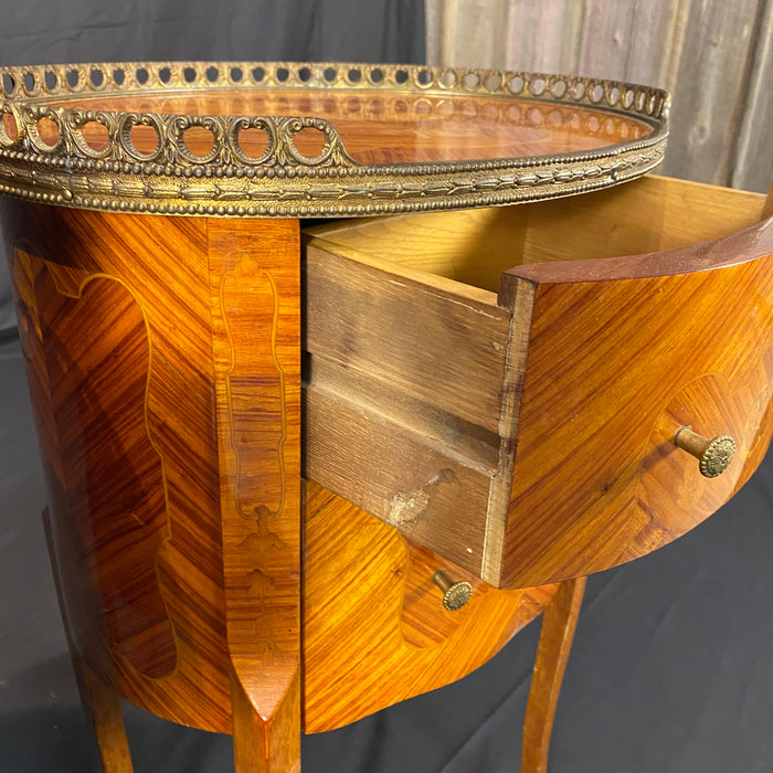 French Louis XV bedside tables, nightstands or side tables with marquetry