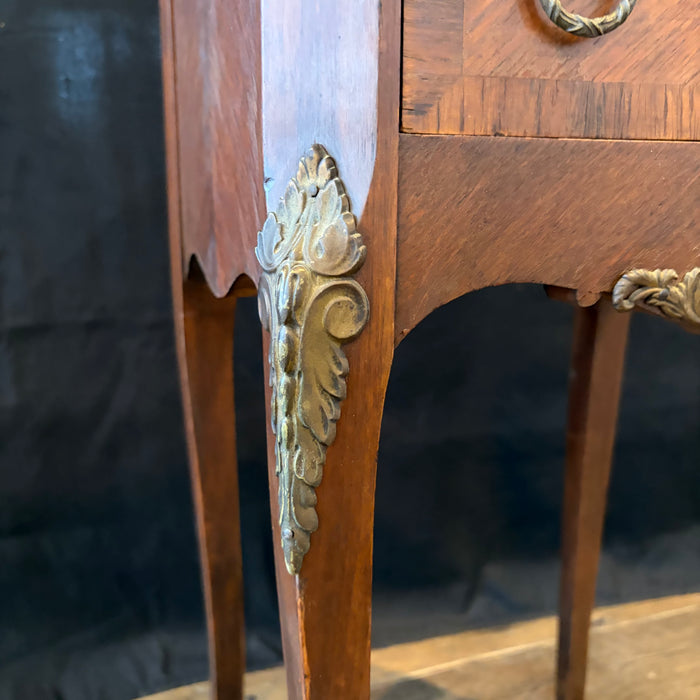 French Pair Marble Top Nightstands or Bedside Tables, or Side Tables Louis XV