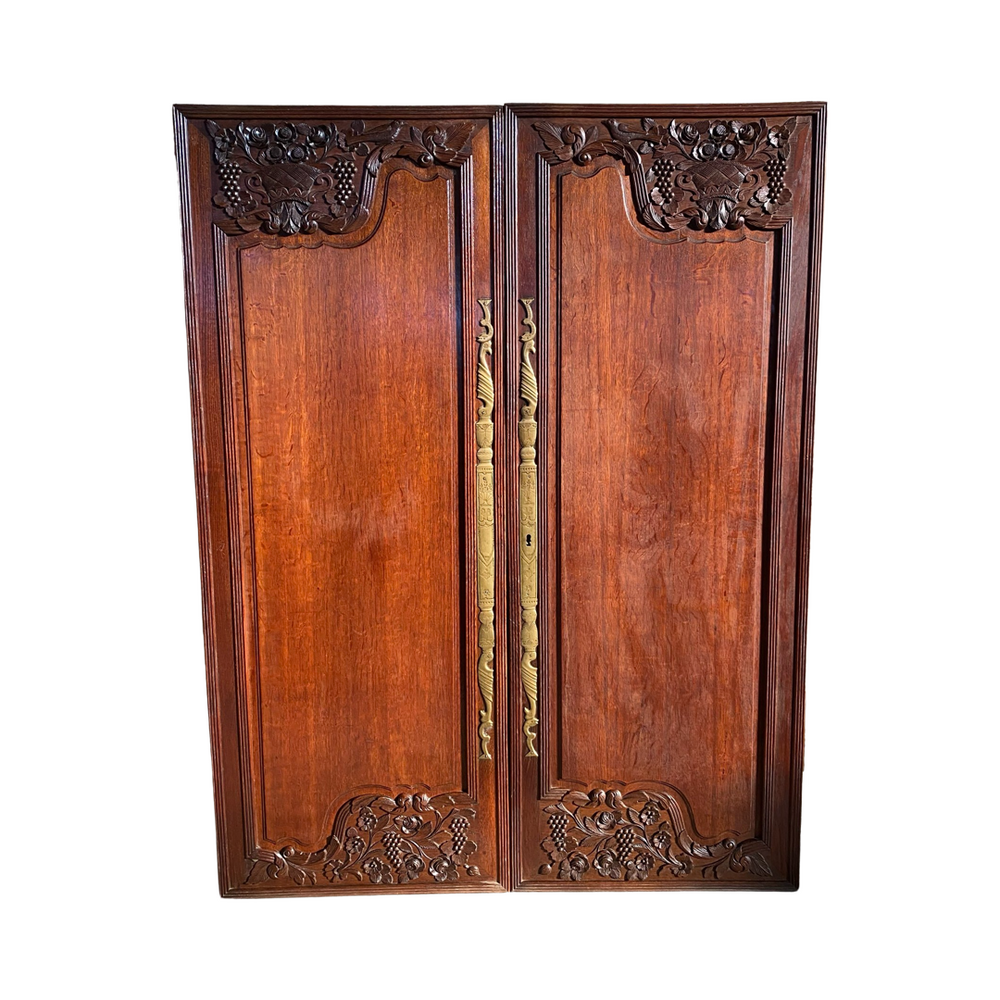 19th Century Pair of French Carved Armoire du Mariage Doors Stamped Cherbourg