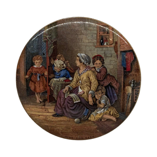 Antique English Victorian Prattware “Hide and Seek” Pot Lid