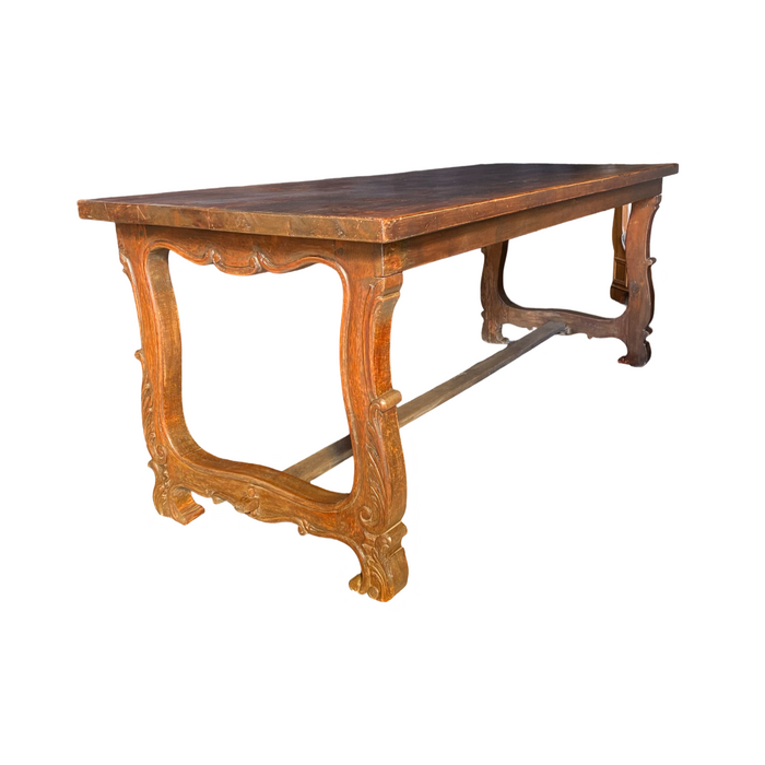 French Walnut Dining Table with Beautifully Carved Lyre End Legs