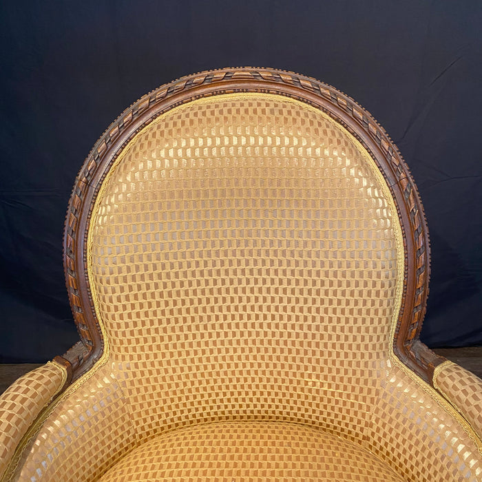 Fine Carved French Louis XVI Armchair or Bergere Chair with Exquisite Carving