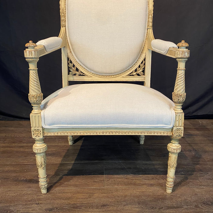 Pair of Antique French Neoclassical Armchairs or Fauteuils Louis XVI