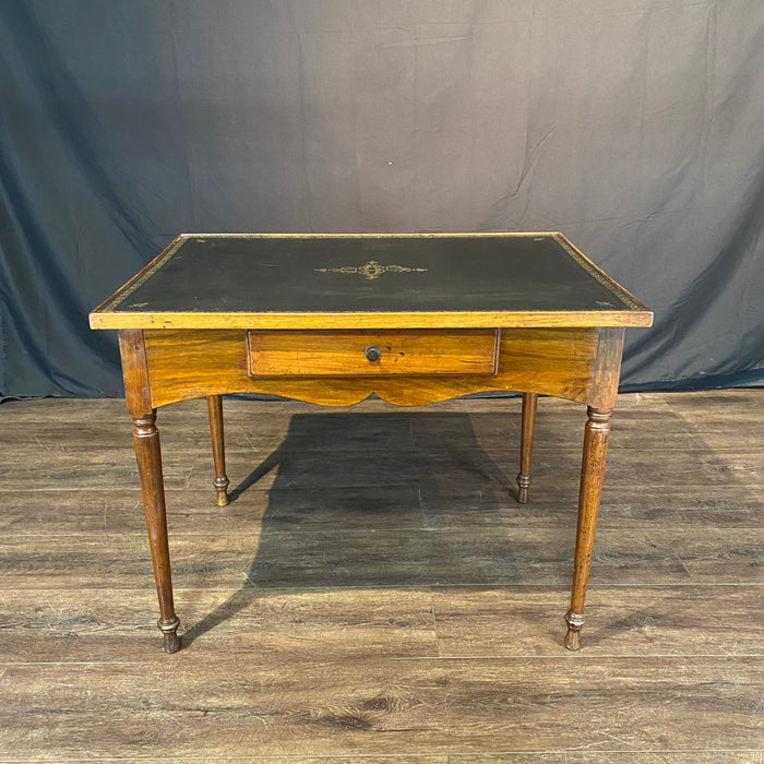 French Elegant Leather Top Game Table, Side Table or Desk