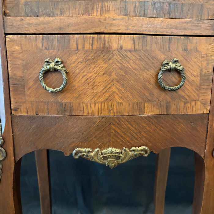 French Pair Marble Top Nightstands or Bedside Tables, or Side Tables Louis XV