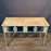 Stunning French Balcony Console Table with Marble Top & Gold Figural Wrought Iron Panel