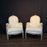 Pair of Antique French Louis XVI Carved and Painted Bergère Armchairs with New Upholstery