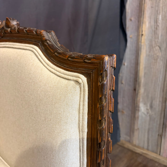 Antique French Louis XVI Carved Walnut Expandable Daybed, Settee and Guest Bed with Neutral Upholstery