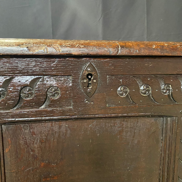 Rare Antique 18th Century Paneled Scottish Coffer Chest with Barley Twist Carving