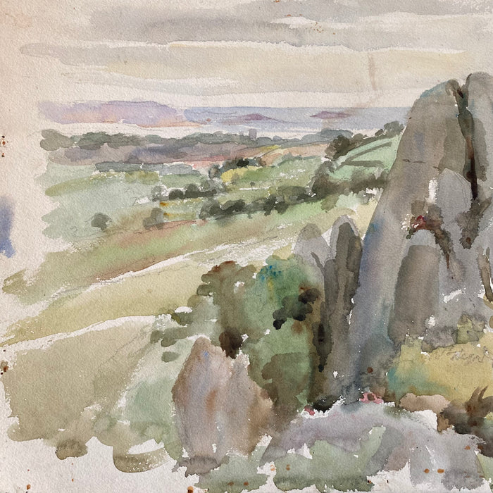 Listed British Artist Bernard Harper Wiles (1883-1966) - The Heath in England: Landscape Watercolor