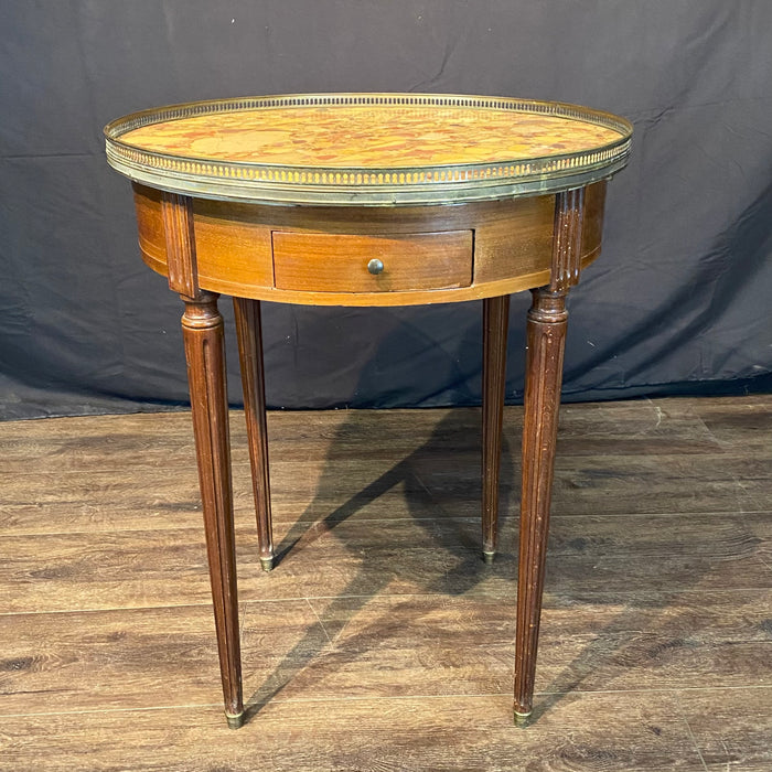 French Louis XVI Marble Top Bouillette or Games Table or Side Table