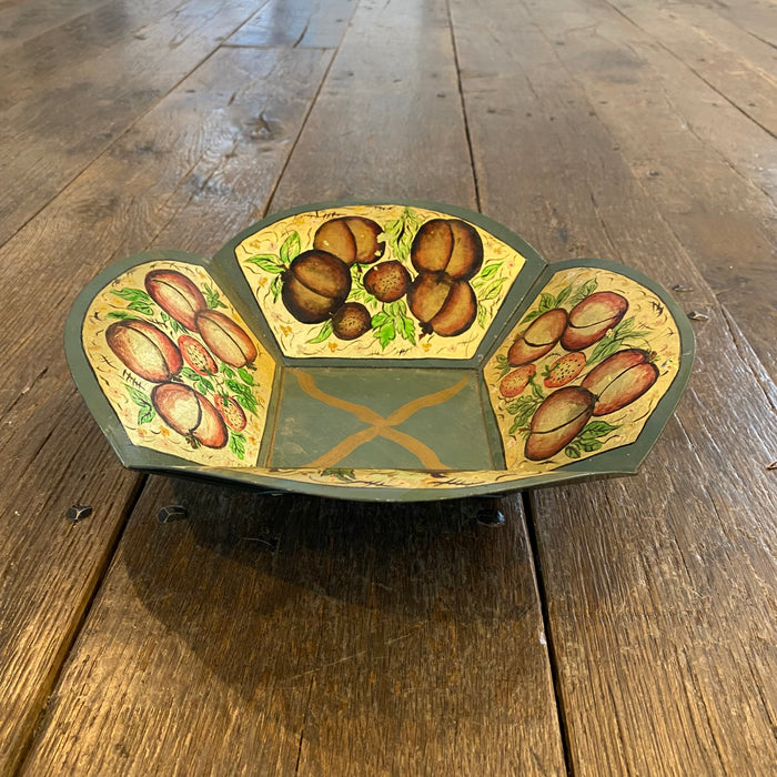 Hand-Painted Tole Fruit Centerpiece Bowl