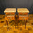 Pair French Louis XV Satinwood Nightstands with Inlaid Marquetry and Marble Tops