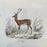 French Antique 18th Century "La Biche" Deer Engraving Hand Colored Signed Artwork