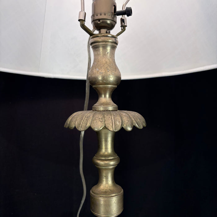 Pair of Tall Antique French Gilt Metal Church Altar Candlestick Table Lamps