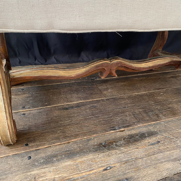 19th Century French Os de Mouton Bench with Original Gilt Accents