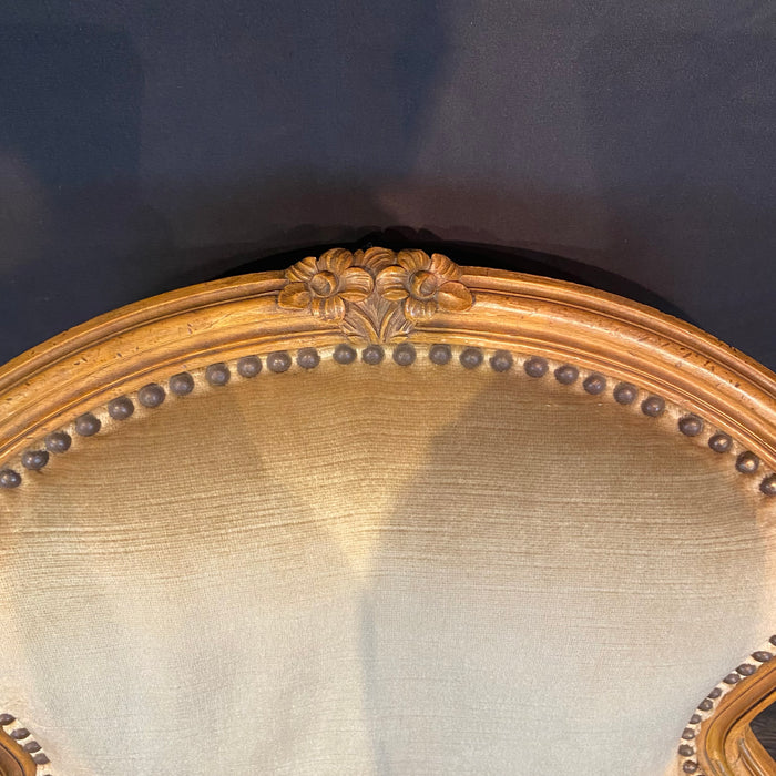 Fine French Pair Louis XV Armchairs or Bergeres with Brass Tacking