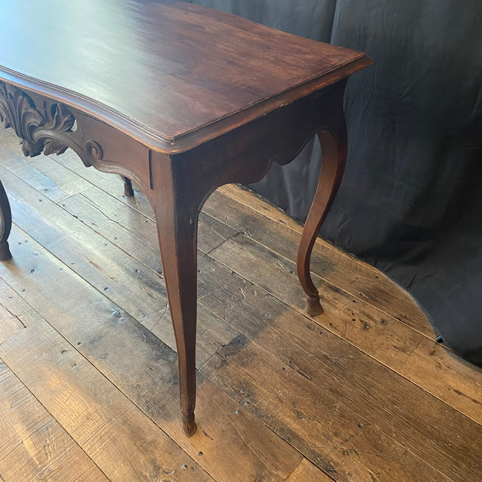 19th Century French Louis XV Carved Walnut Side Table or Desk Hoof Feet