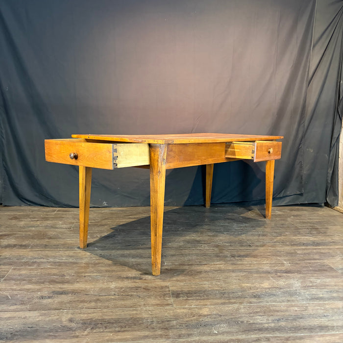 French Provincial Farmhouse Dining Table with Two Drawers 19th Century