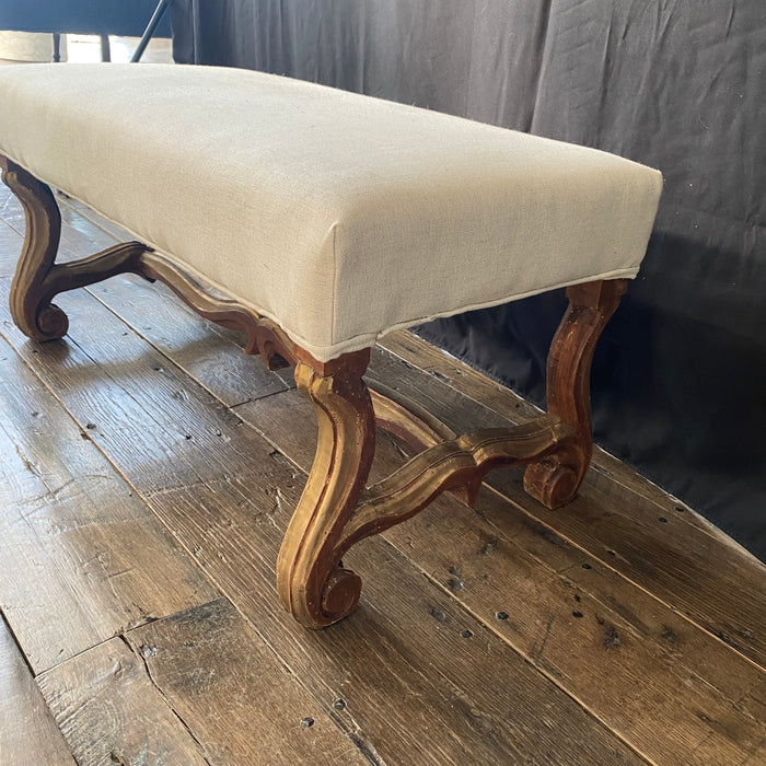 19th Century French Os de Mouton Bench with Original Gilt Accents