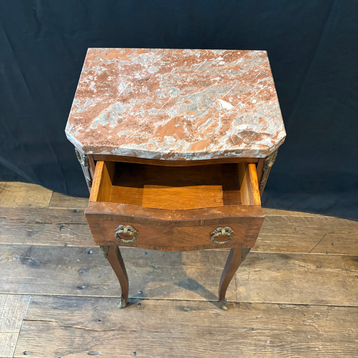 French Pair Marble Top Nightstands or Bedside Tables, or Side Tables Louis XV