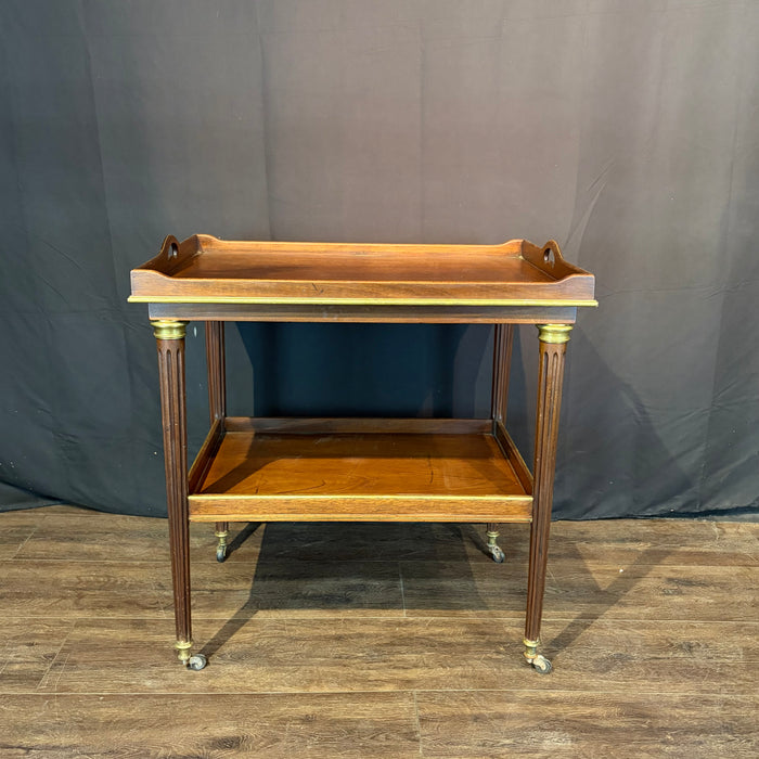 Antique French Bar Cart or Drinks Trolley with Pull-Out Leaves, Lower Shelf and Fluted Legs