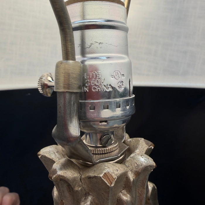 Antique Silver Urn Table Lamp with Elaborate Foliate Carving and Scrolled Handles (2 available)