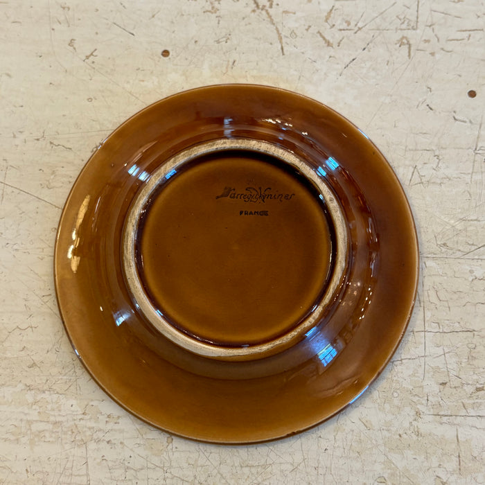 French Sarreguemines Advertising Ashtray Dish for French Brewery Champigneulles: Brown