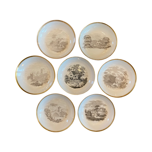 1810 British Set of 7 English Regency Thomas Wolfe and Spode Hand Gilded Bowls