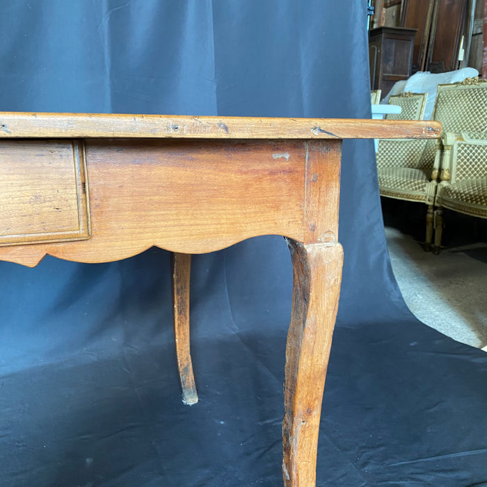 Antique French Provincial Primitive Farmhouse Country Pine Dining Table, Desk or Side Table with Original Key