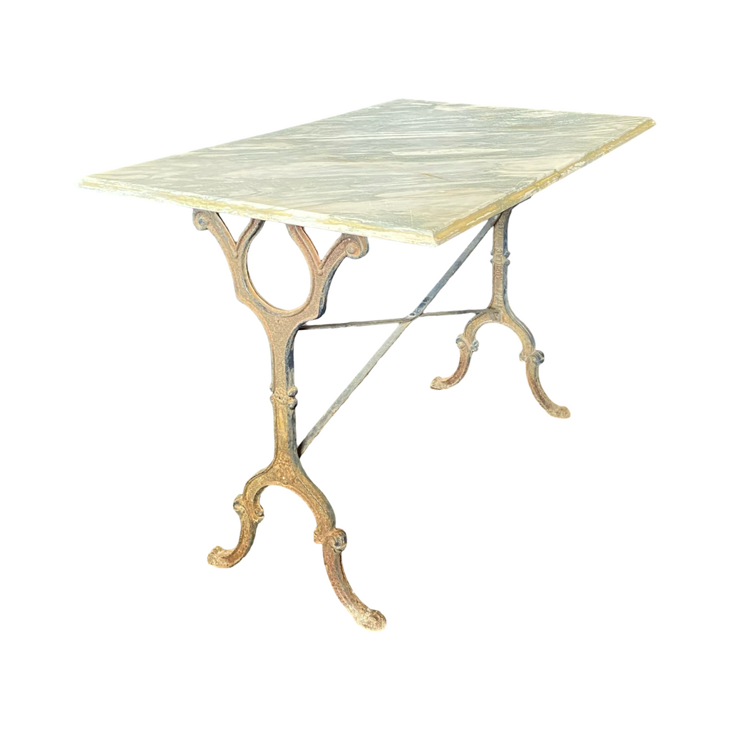 テーブル・机 Antique Cafe table 60 iron leg French Marble Top Cafe Table or Bistro Table with Great Art